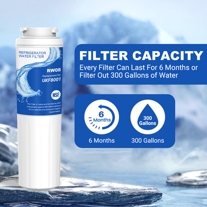 RW08/UKF8001 Refrigerator Water Filter Replacement